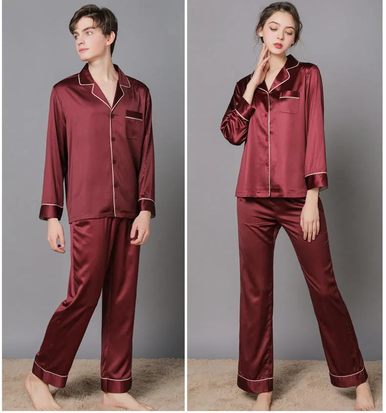 Silk Couple Pajamas And Home Wear Long-Sleeved Suit - Men's Pajama Set